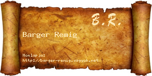 Barger Remig névjegykártya